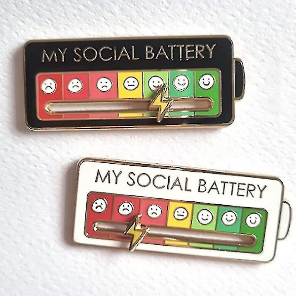Social Battery Pin - Min sociale batteri kreative reversnål, sjov emalje følelsesmæssig