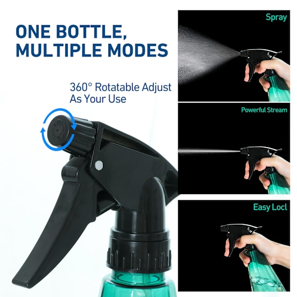 Invool 2-pack 500 ml tomma sprayflaskor med justerbart spraymunstycke, påfyllningsbara sprayflaskor för rengöring av växter, frisering