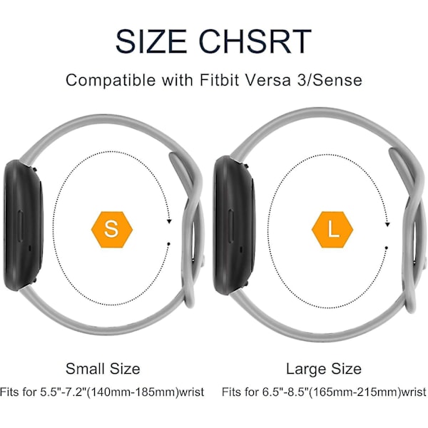 [3-pack] Armband Kompatibel med Fitbit Versa 3 Armband / Fitbit Sense Armband, Mjuk Silikon Ersättningsarmband B L