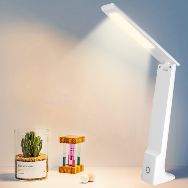 LED-skrivbordslampa 3 belysning  Touch Sensitive hopfällbar (vit)
