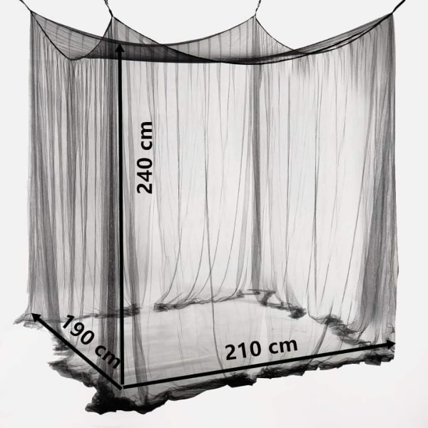 Dobbelt Myggenet Sort 4 Seng Himmel 74H x 82L x 94W tommer