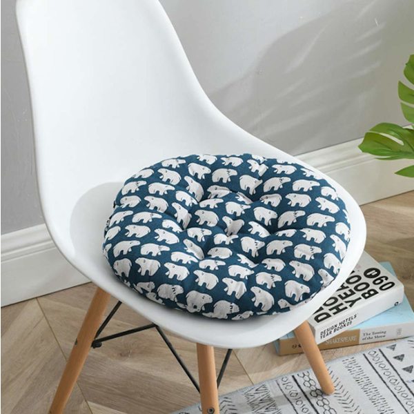 Vadderad kudde stolsdynor stolsdynor rund matsal trädgård kök kontor sittdynor 40cm (björn)