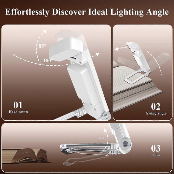 1 stk. Leselys, USB Oppladbar Clip-on Boklampe for Seng