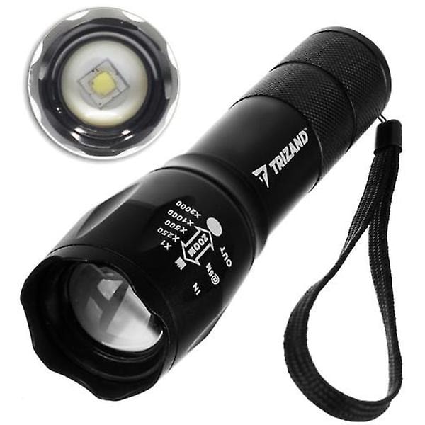 CREE LED T6 Lommelygte - Kraftig med indbygget batteri Powerbank Sort