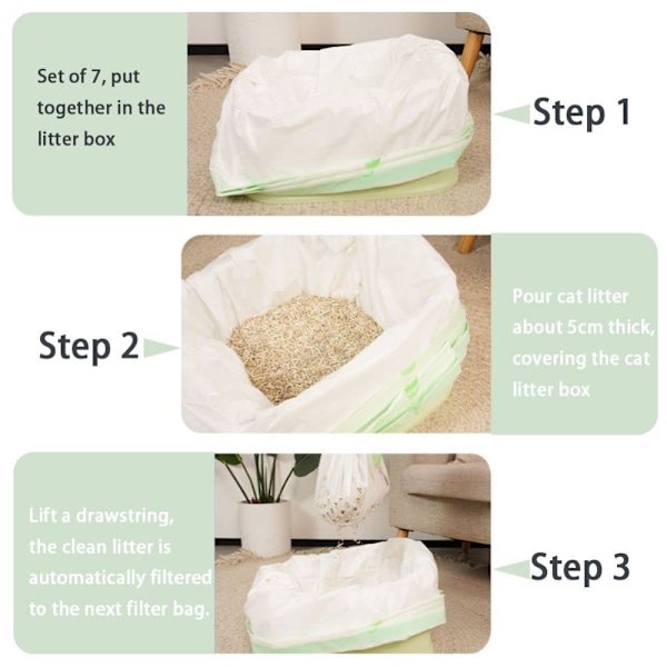 Kattlåda Sifting 14 st, Kattlåda Liners, Dragsko Design Shovel-Free Katt Poop Bags, 94 * 45.7cm