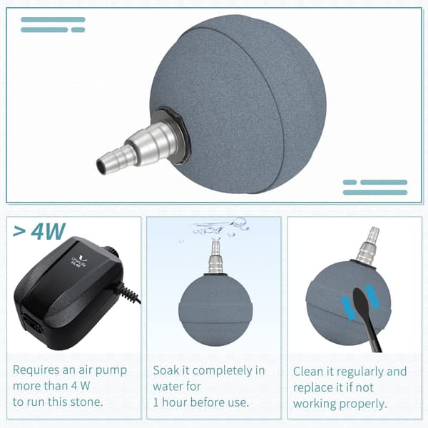 Akvarium 5cm luftstenkula bubbeldiffusor frisättningsverktyg för luftpumpar fisktankar hinkar dammar och DWC-behållare, 2-pack