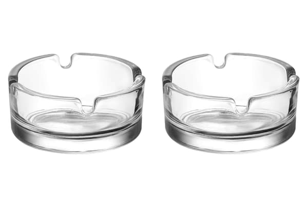 Enkel och praktisk askkopp i glas, set med två stapelbara