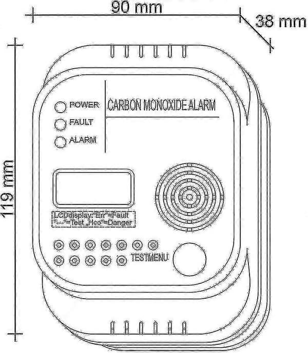 Bilmonoksiddetektor Batteridrevet Gassdetektor med Display og Termometer