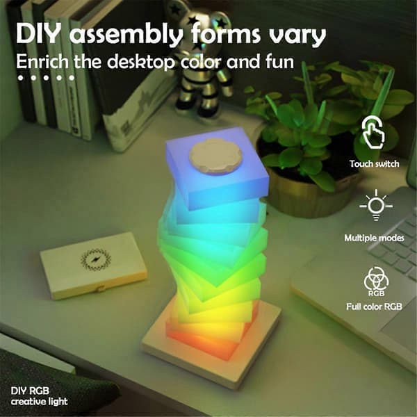 LED Nattbordslampe Trådløs Lader Nattlys Ambient Light RGB