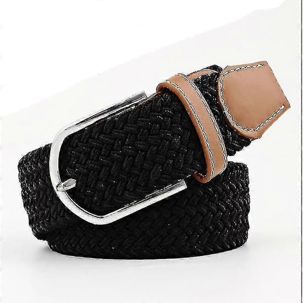 Unisex Casual Stickad Spänne Vävd Elastiskt Bälte 110 Cm(110cm)(Grå)