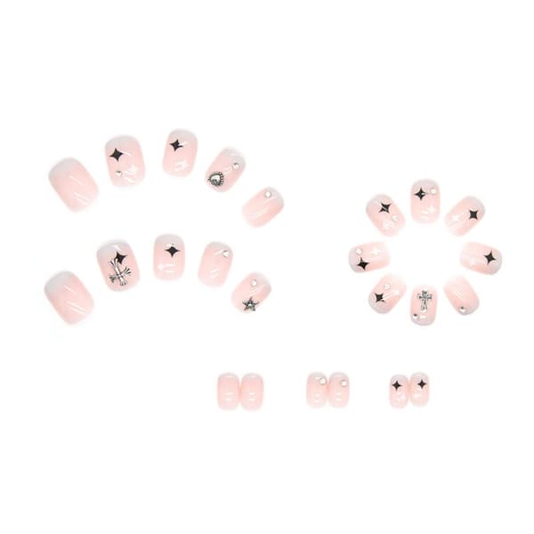 24 kpl Sydän Neliö Tekokynnet,Gradient Nude French  Kynnet