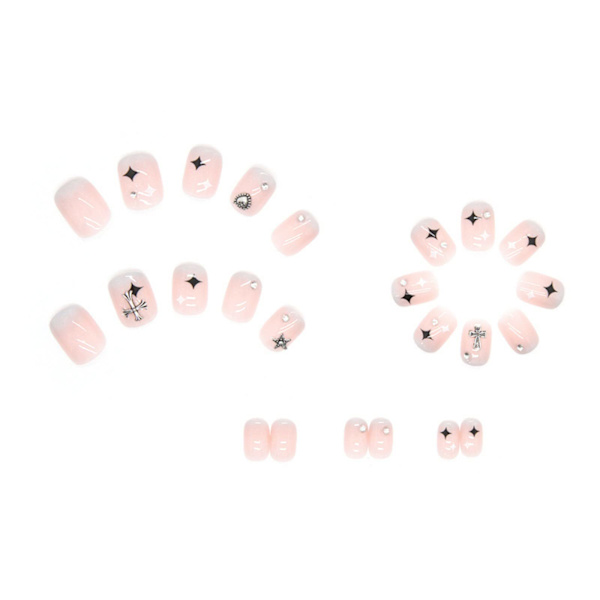 24 stk. Hjerte Firkantede Falske Negle, Gradient Nude Franske Negle