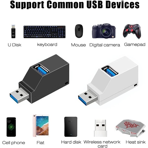 3-Port USB-hubb, 2 st USB 3.0-hubb, USB-splitteradapter