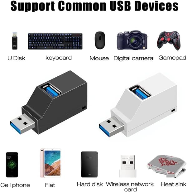 3-porters USB-hub, 2 stk. USB 3.0-hub, USB-splitteradapter