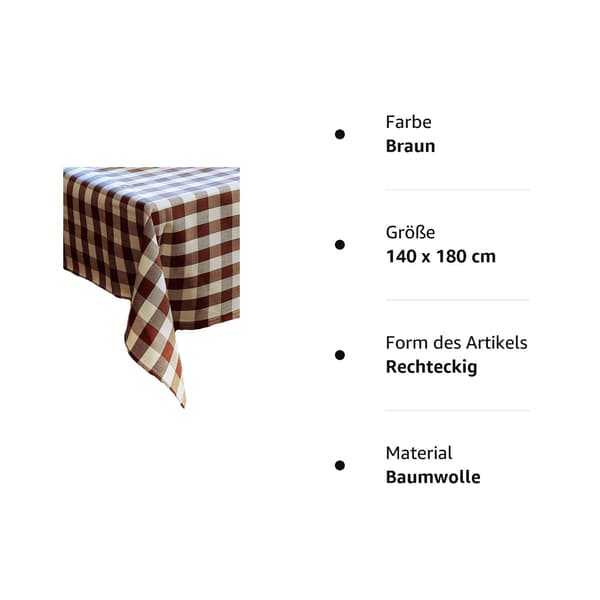 Rutete sort-hvitt 100 % bomullsduk 140 x 180 cm