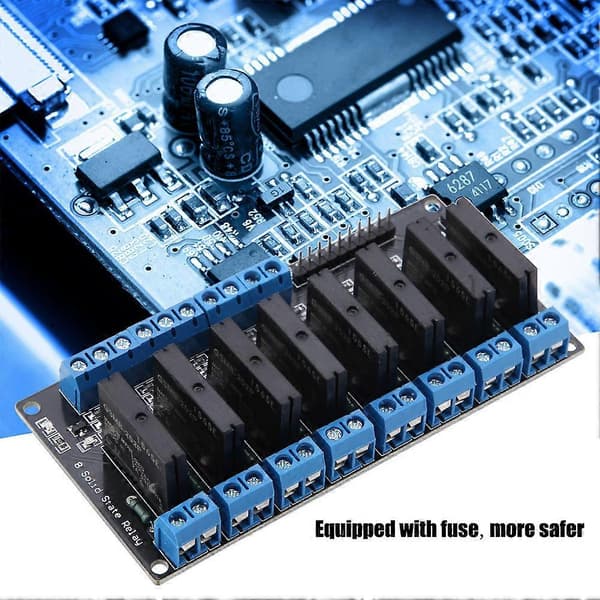 8-kanals 5V Solid State Relémodul Høyt Nivå Trigger 2A med Sikring