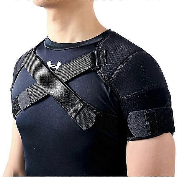 Sort Dobbelt Skulderstøtte Rotator Cuff Arm Smertelindring Varm Terapi Til Mænd Og Kvinder Fleksibel