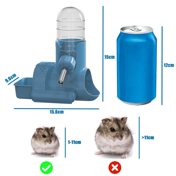 Hamster vandflaske, 3 i 1 automatisk flaske dispenser (blå)