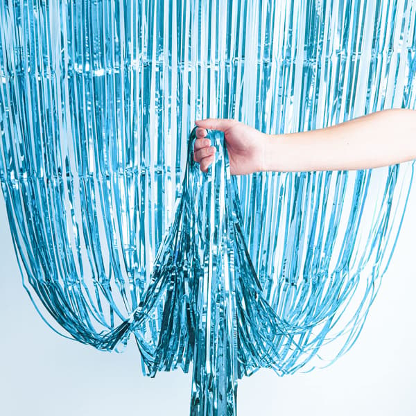 2 kpl 3ft X 8.3ft vaaleansininen tinsel glitter verho