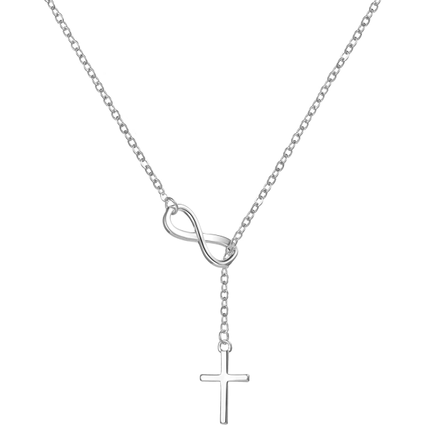 Silver Plated Infinity with Cross Necklace