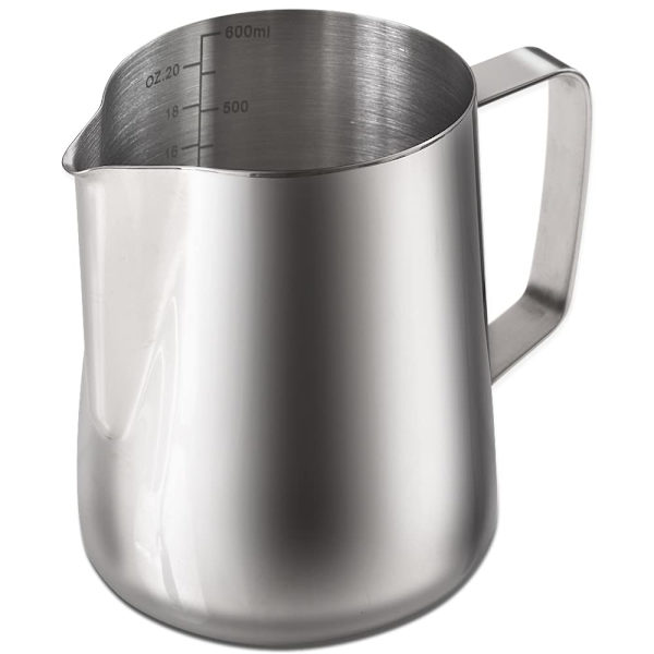 Espressomælkeskummerkande 20 OZ / 600 ml, rustfrit stål mælkeskummerkande med måleskala 600mml