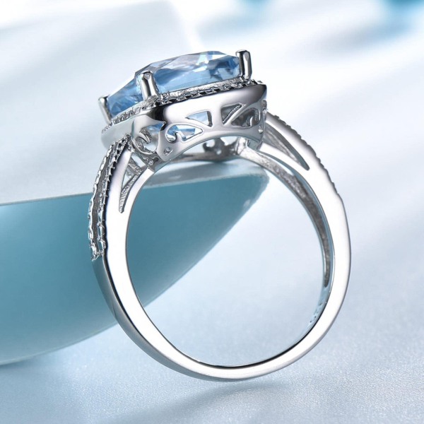 Romantisk skabt himmelblå topaz ædelsten akvamarin ringe 925 sterling sølv ringe til kvinder forlovelsesgave fine smykker
