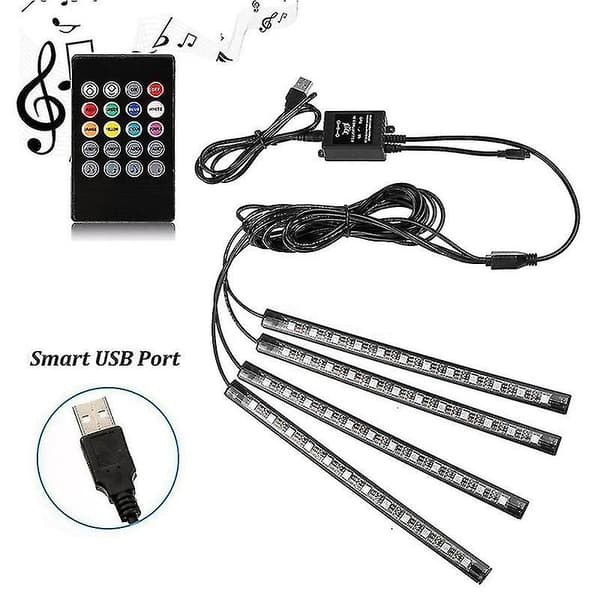 4x 12 LED RGB-bils inre atmosfärsfotbelysning