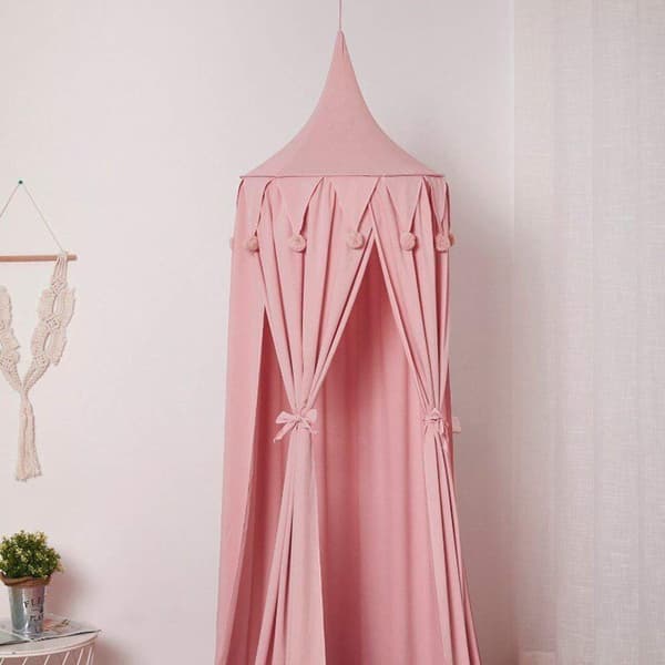 Seng baldakin rund kuppel, bomulds seng baldakin（Pink)