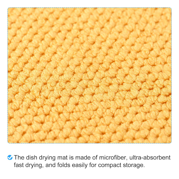 Sourcing map Mikrofiber Diskhanddukstorkmatta, 15,75\" x 11,82\" Diskavrinningsmattor Köksbänksmattor Diskhandduksunderlägg för Bänkskiva, Snabbtorkande-Gul