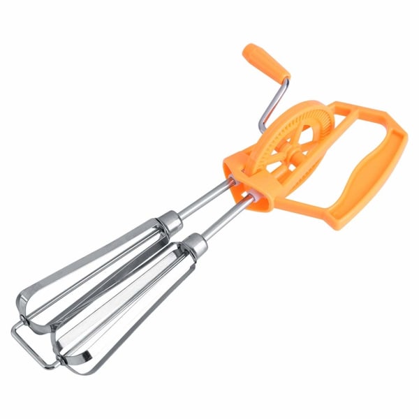 Manuell visp, äggvisp roterande handhållen äggvisp mixer köksredskap (orange)