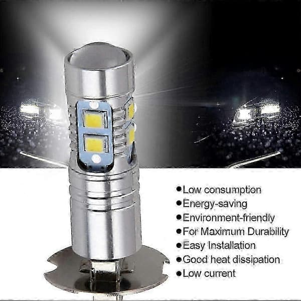2-pakning LED tåkelyspærer, 12V-24V DC Super Bright White Headlight Conversion Kit H3