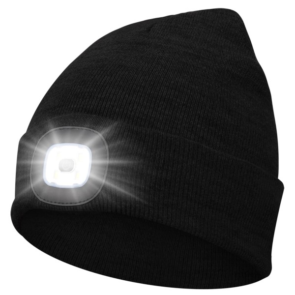 Pipo hattu kevyellä unisex talvivalolla Hatut LED USB -ladattava taskulamppu Cap Taskulamppu pää Lahja naisille miehille