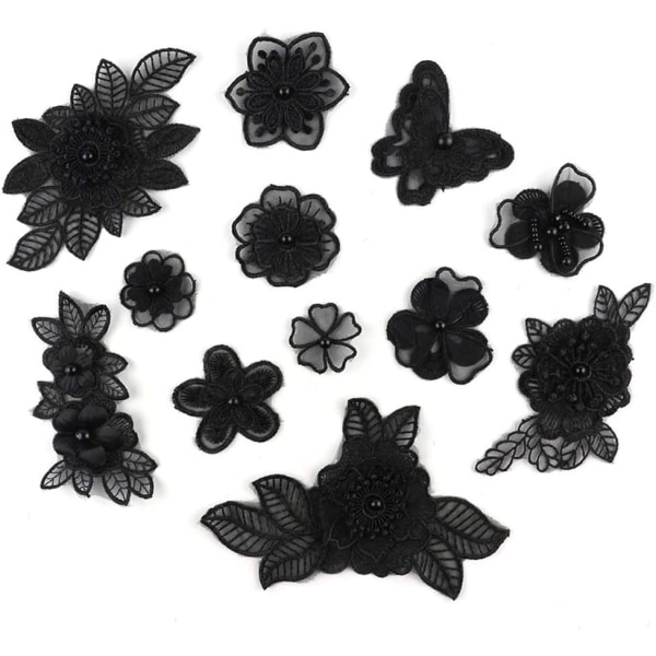 3D Blommor Broderi Applikation Dekoration Patch 2Set/24Pieces