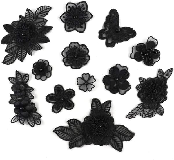 3D blomsterbroderi applikation dekoration lapp 2Set/24Pieces