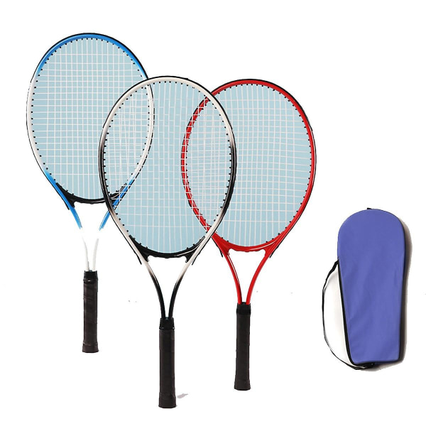 1 pair Tennis racket 27 inch single tennis trainer beginners double match training set outdoor tennis racket (random color)