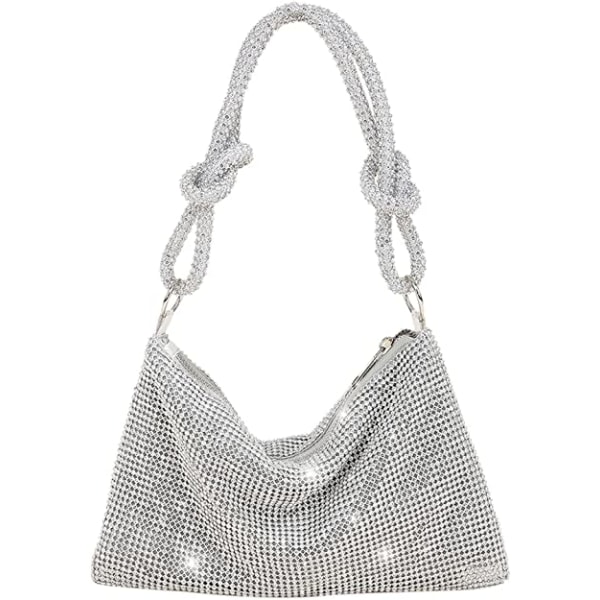 Crossbody-väska för kvinnor, silver clutch-väska, handväska