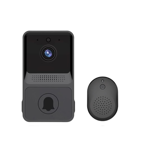 Dørklokke med kamera, videodørklokke med cloud-lager, trådløs klokke, WLAN-klokke, personlig detektion med AI, genopladelige batterier (sort)