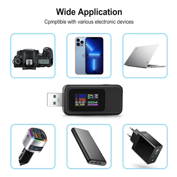 USB 3.0 -testeri, virtamittari, USB-jännite- ja virtatestin ilmaisin, digitaalinen jännitteenmittari, virtamittari, virtapankin kapasiteetin testaaja IPS-värillisnäytöllä