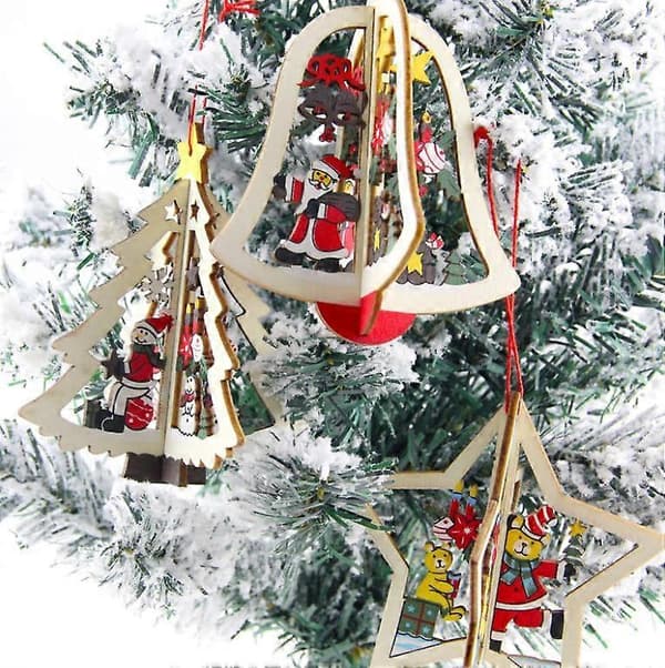 Juldekorationer ihålig hängande träprydnad julklappar