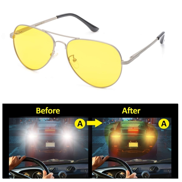 Natkørselsbriller, Night Vision Anti-glare sikkerhedsbriller Polariseret gul linse til dag- og natkørsel, UV400 beskyttelse