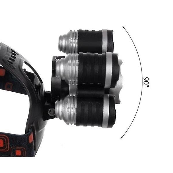 Stærk Pandelampe 5 X Led Cree T6 Inkl. Batterier Og Oplader Sort