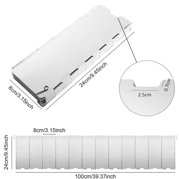 Camp Stove Vindskjerm - 12 Plater Sammenleggbar Komfyr Vindskjerm