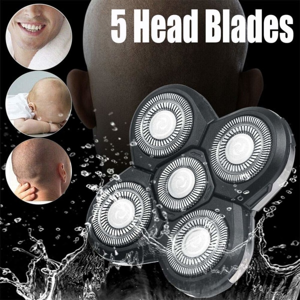 Udskiftning af barberkniv, udskiftning af barberblad, 5 hoveder, udskiftning af skægklipper, universal elektrisk barbermaskine til hoved, ansigt