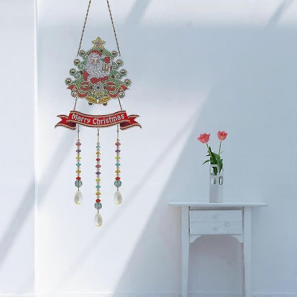 DIY 5D Jultomte Diamantmålning Handgjorda Vindspel Kristallmålningskit