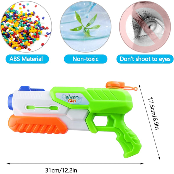 Vattenpistol, 2-pack vattenpistol för barn och vuxna, 600 ml kraftfulla vattenblästerpistoler, utomhusspel trädgård strand sommarfest poolspel