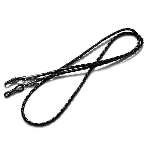 Glasögonkedjor Halsband Läder Glasögon Halsrem Snöre Band Läder Glasögon Sladd Justerbar Ände Glasögonhållare Glasögontillbehör, 2 st, svart black