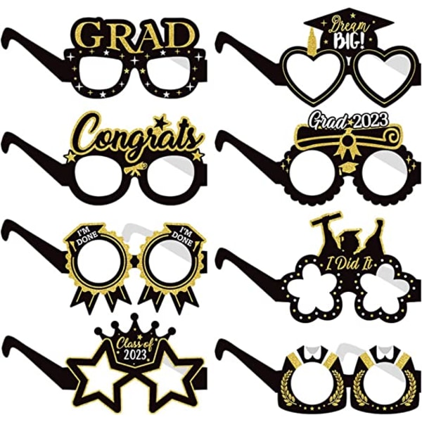 8 stk. graduation party briller, graduation novelty briller klasse 2023