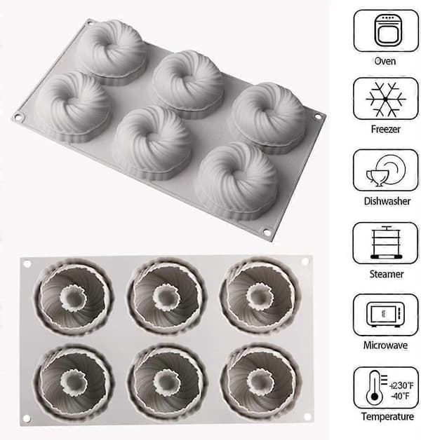 Bageform silikoneform kage, 3D bageforme spiral kage bageform til bagning af dessertmousse