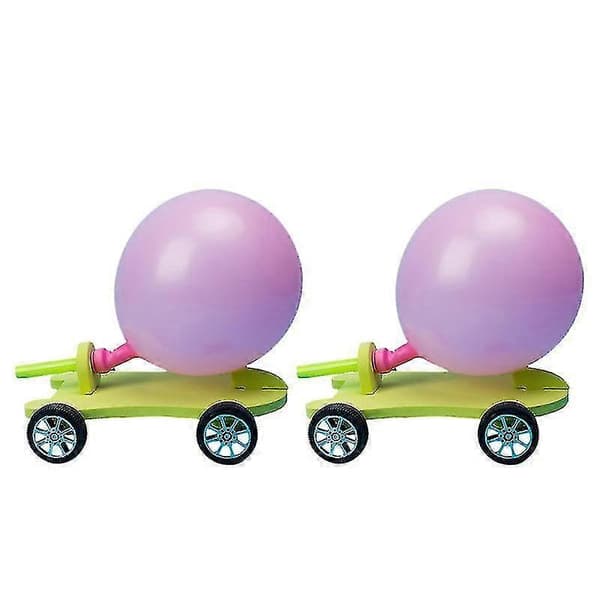 2 sæt DIY materialer Videnskabelig DIY ballonbil Børns pædagogiske DIY samlemodel billegetøj
