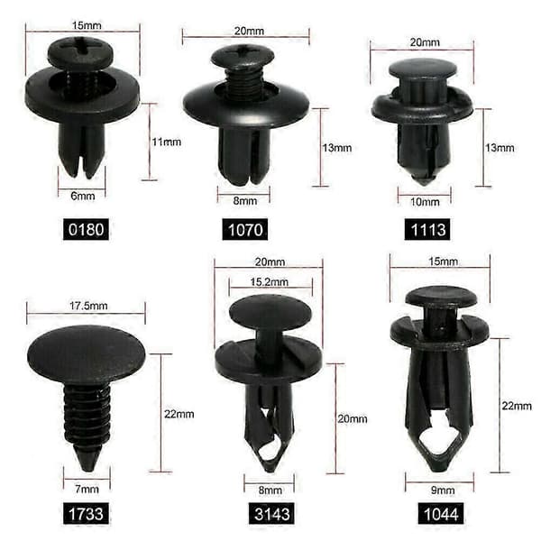 190 st Bil Push Pin Rivet Trim Clips Kit Auto Plastfäste Rivet.